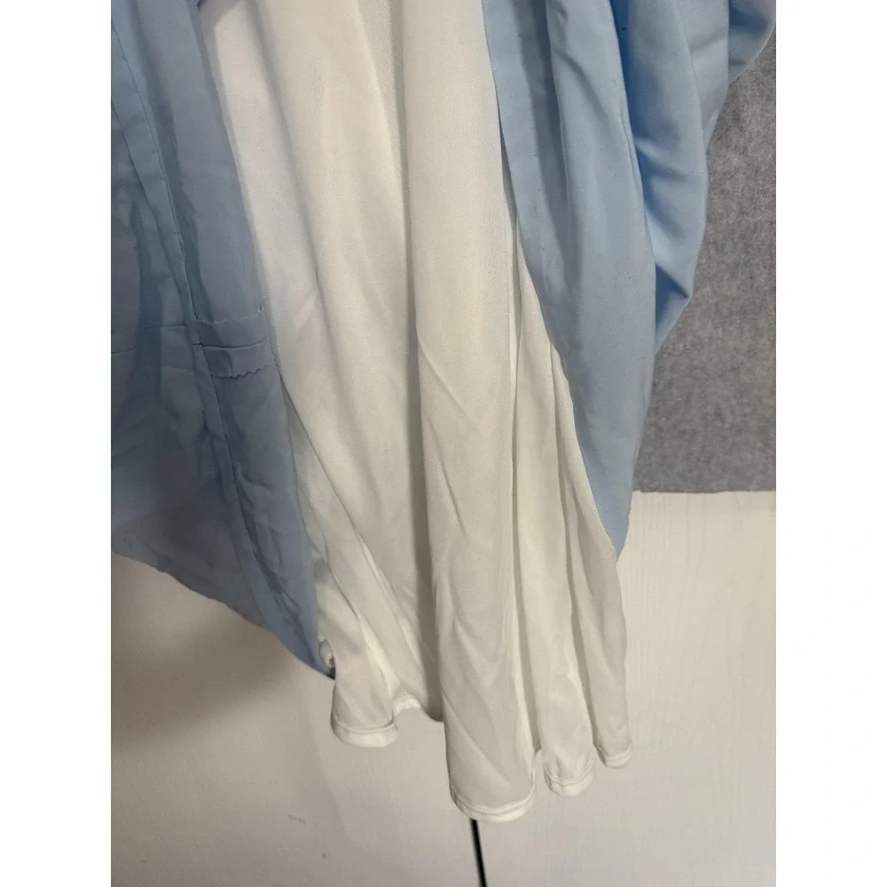 Custom Dress Girls 8-9 Y‎ Blue Square Neck sheer Sleeve Long ballroom